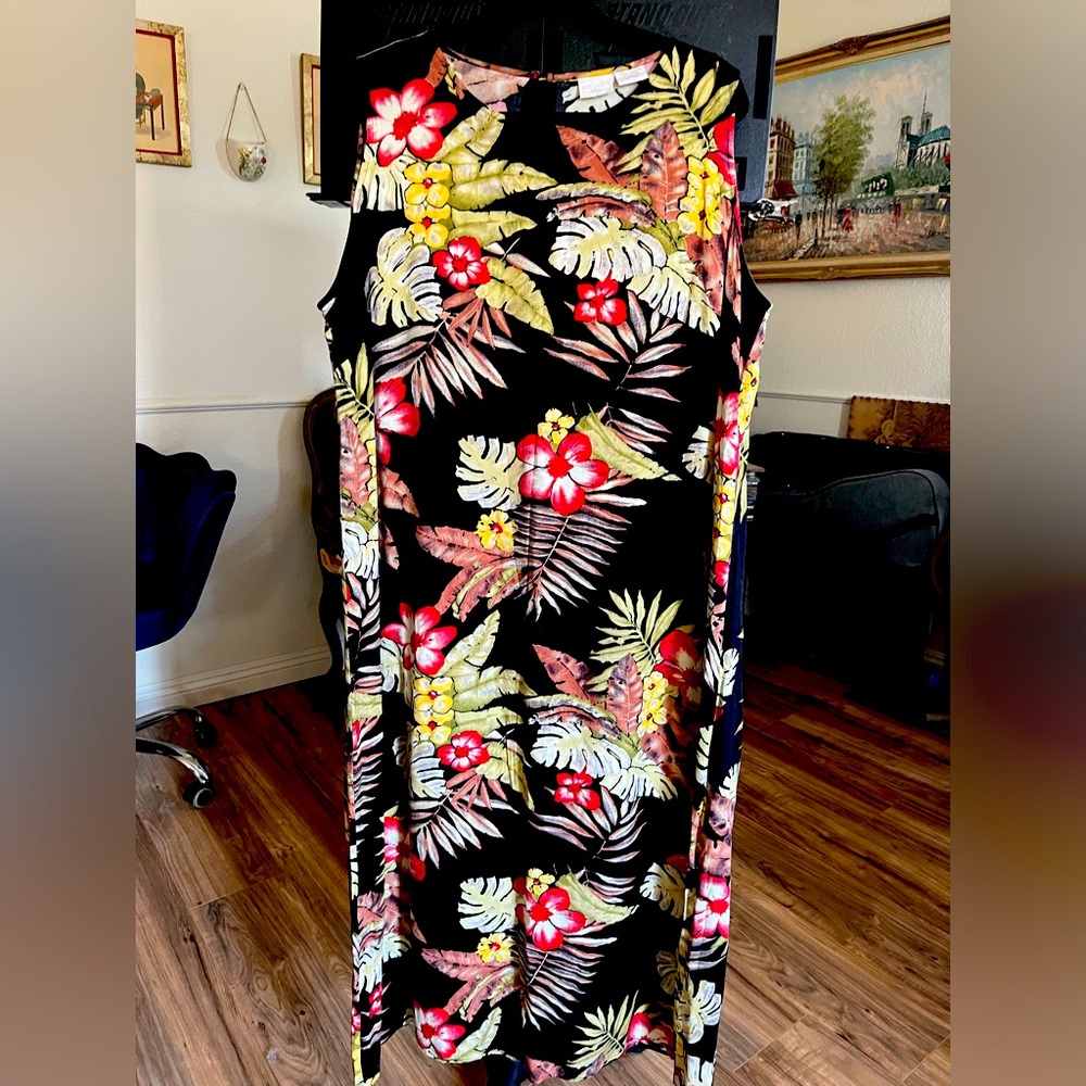 Studio C tropical print Hawaiian Aloha Hula sleeveless rayon dress 20W
